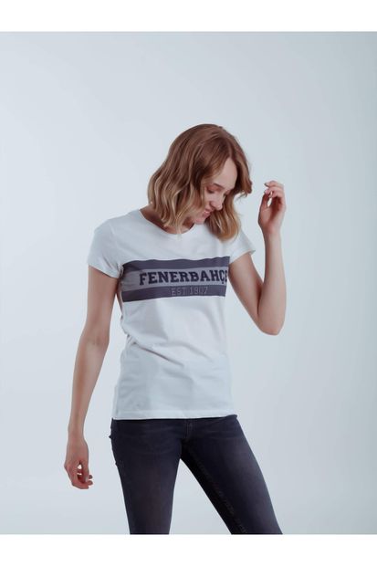 Fenerbahçe Kadın Beyaz Kolej Fb 1907 Spor T-Shirt - 3