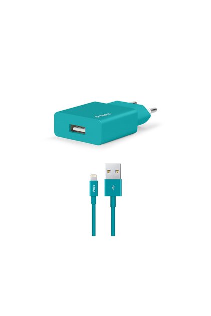 Smartcharger Seyahat Şarj Aleti 2.1a + Lightning Kablo Turkuaz