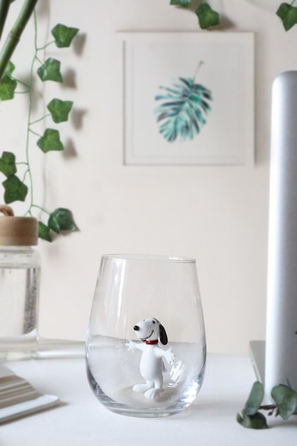 Snoopy Figured Murano Glass Handmade Single Water Glass