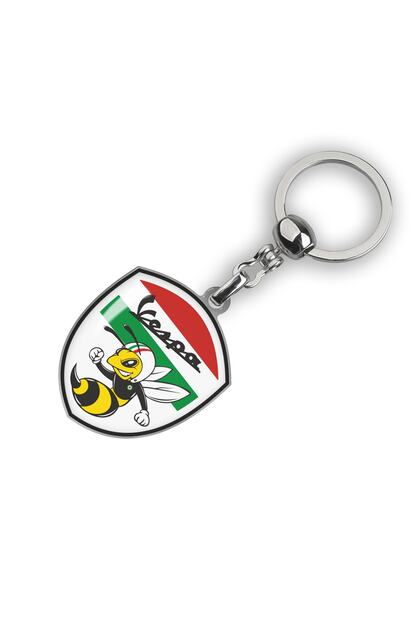 Breloc cu steag italian cu logo Vespa și albină, alb
