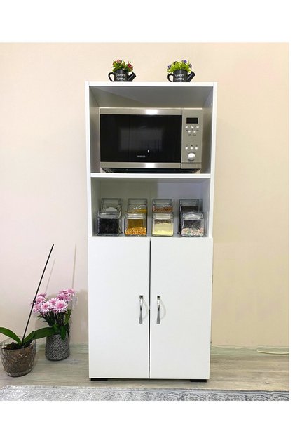 2 Kapaklı Bölmeli Mikrodalga Fırın Dolabı Çok Amaçlı Mini