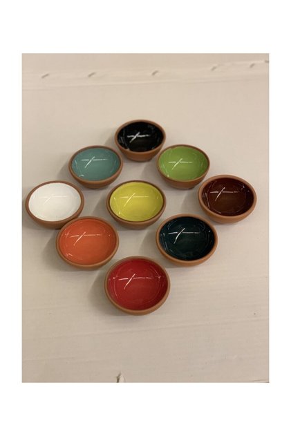9 Adet Naturel Içi Renkli Kahvaltılık Sosluk Reçellik Kaseler