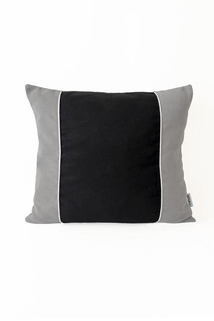 Plain Scandinavian Plain Throw Pillow Cover with Piping Black Gray