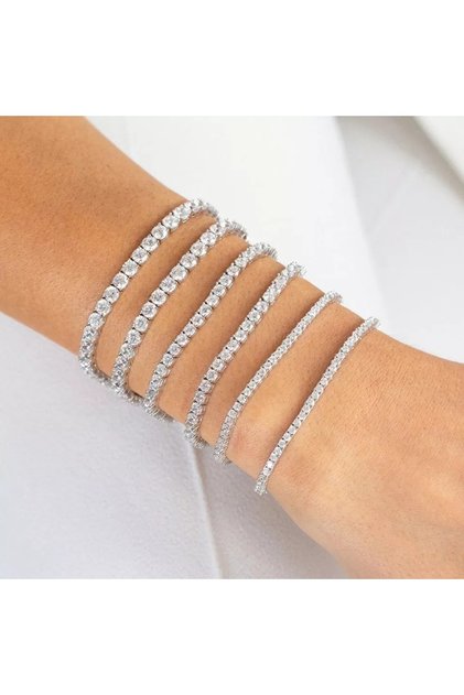 Silver Taşlı Su Yolu Bileklik 3 Boy Seçeneği