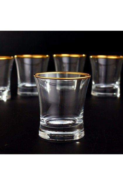 Set of 6 Water Glasses - Mouth Wall Gold