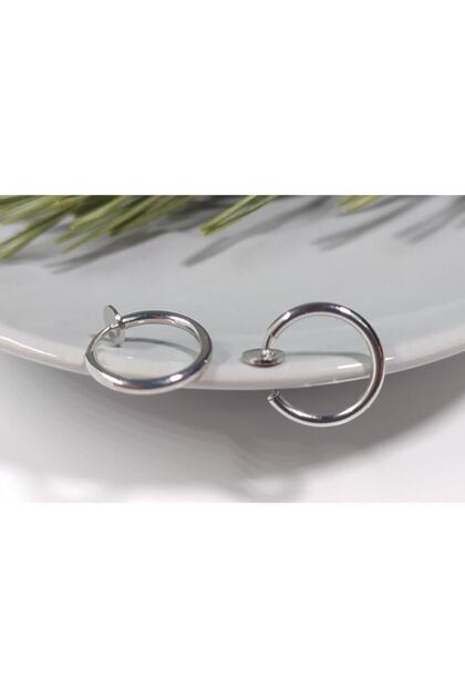 Steel Silver Color Spring Compressed Hoop Earrings, Non-tarnishing, Set of 2, 12 Mm