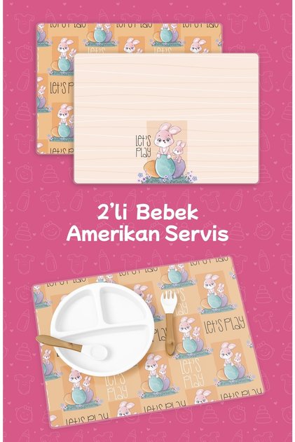Cute Rabbit| Girl (42x30) Pvc 2-Piece Erasable American Service