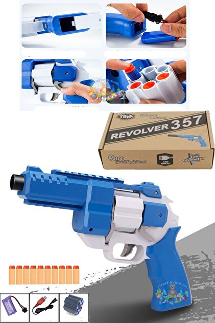 Fırsat Oyuncak Şarjlı Tam Otomatik Sünger Atan Tabanca Revolver