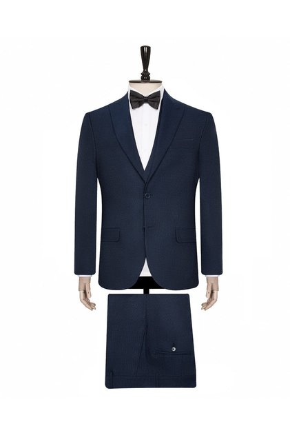 Yelekli Lacivert Slim Fit Takım Elbise