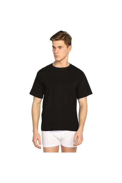 Men's Combed Cotton Crew Neck Undershirt Black