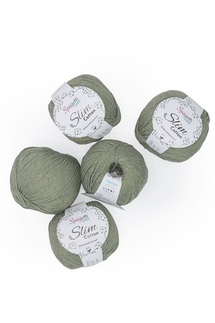 Slim Cotton Plus 5-Piece Khaki Hand Knitting Yarn