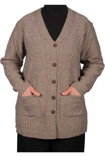 Large Size Women's Mink Buttoned Short Cardigan - Women's Large Size Buttoned Short Mink Cardigan
