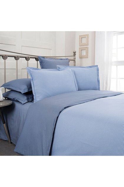 Fancy Stripe Blue Single Cotton Duvet Cover Set