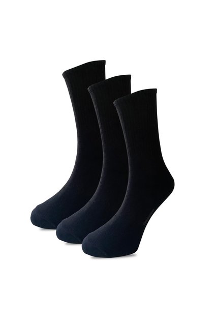 Cotton Plain Black Tennis Socks 3-Piece