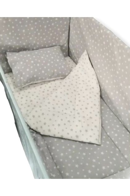 Cotton Baby Crib Sleep Set with Gray White Star Pattern 70x130