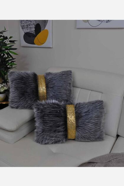 Plush Striped Throw Pillow Cover