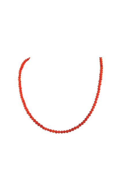 Certified Red Agate (Gems) Natural Stone Necklace 45cm - 4mm
