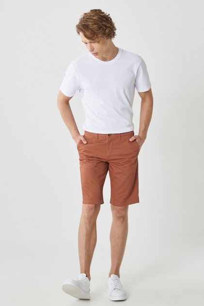 Men's Brick Slim Fit Narrow Cut Dobby 100% Cotton Casual Chino Shorts