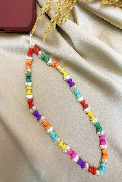Colorful Fimo Bead Pearl Phone Lanyard Phone Strap Charm