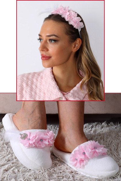 Pink Lotus Maternity Crown and Maternity Slippers Set