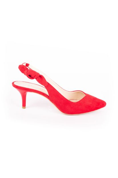 DİVUM Kırmızı Süet Topuklu Ayakkabı - 1
