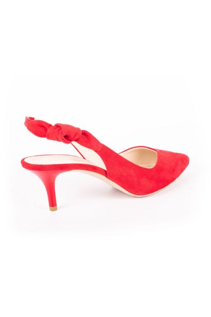 DİVUM Kırmızı Süet Topuklu Ayakkabı - 3