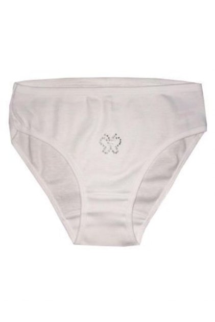 Girl's White Stone Printed Panties Mkc097 New Season (6 Pieces Economic Package)