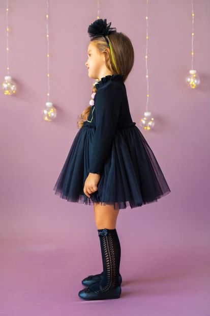 PixyLove Siyah Kız Çocuk Elbise Little Queen - 2