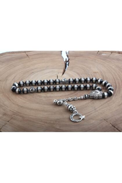 Kuka Silver Wrapped Crescent and Star Imame Silver Tasseled Rosary