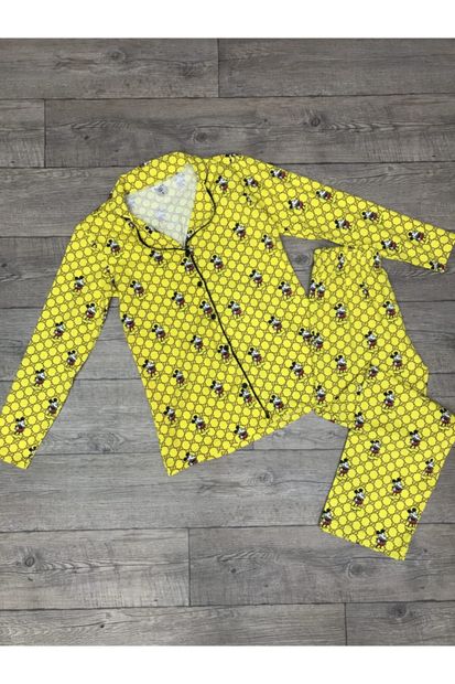 Sude Kadın Boydan Düğmeli Uzun Kollu Pijama Takımı - 3