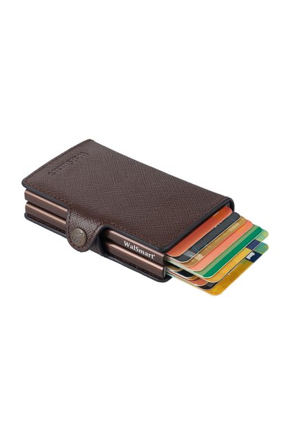 Twin Safiano Smart Mechanism Leather Wallet-brown