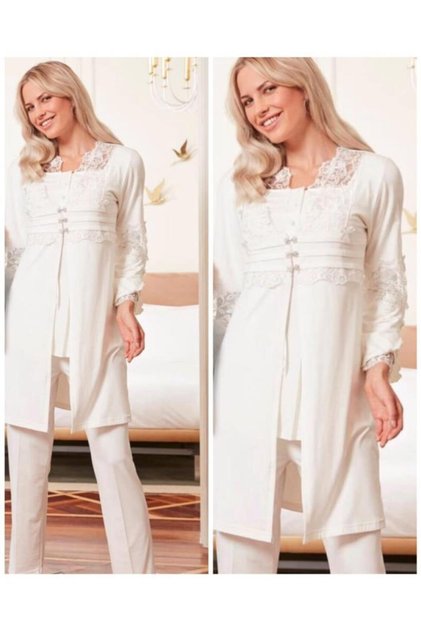 4800 Ecru Maternity 3-Piece Pajamas Dressing Gown