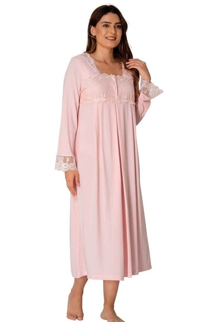 Effortt Women's Maternity Maternity Long Sleeve Lace Nightgown 2404