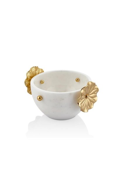 Evza Mermer Beyaz Altın Çiçekli Kase/dekor 18cm