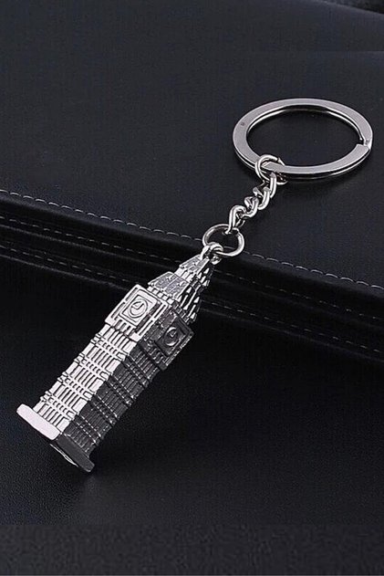 Silver 3d Big Ben Metal Keychain England London Clock Tower