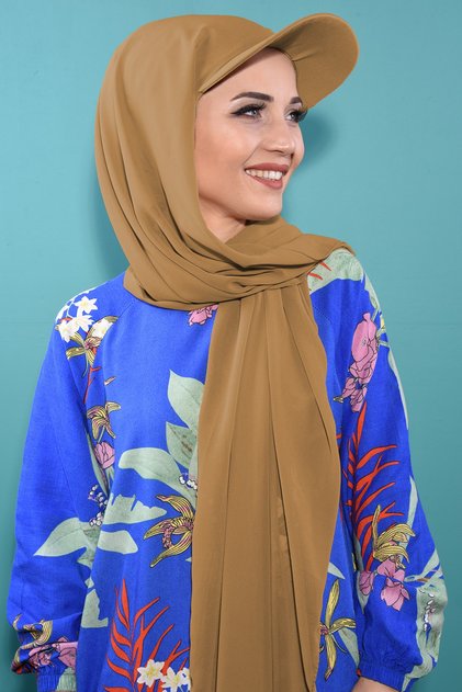 Chiffon Hat Shawl Caramel