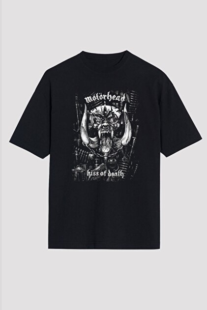 Adrift Motörhead Kiss Of Death Siyah Unisex Oversize Tişört T