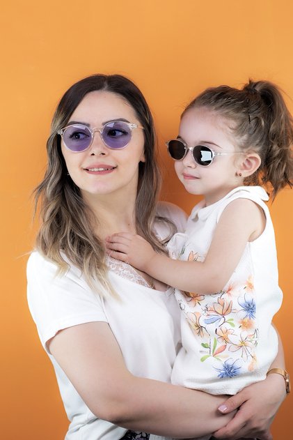 Mother Girl Combination Crystal Sunglasses (Purple Glass)