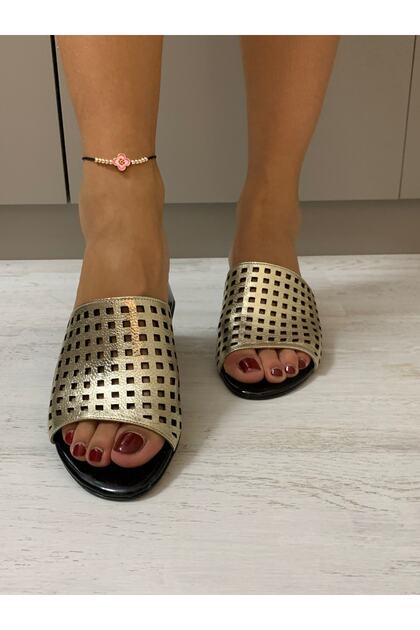 Genuine Leather Heeled Slippers 36-43