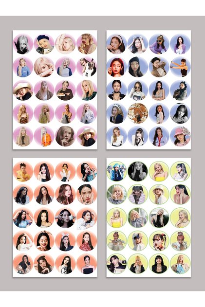Blackpink Jennie-rose-lisa-jisoo Sticker Set 4 Sheets Round Label