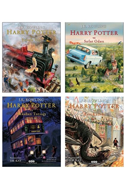 Harry Potter Illustrated Special Edition Hardcover Set of 4- felsefe Taşı Sırlar Odası Azkaban Tutsağı Ateş Kadehi