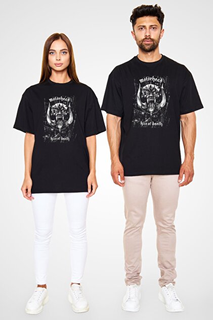 Adrift Motörhead Kiss Of Death Siyah Unisex Oversize Tişört T