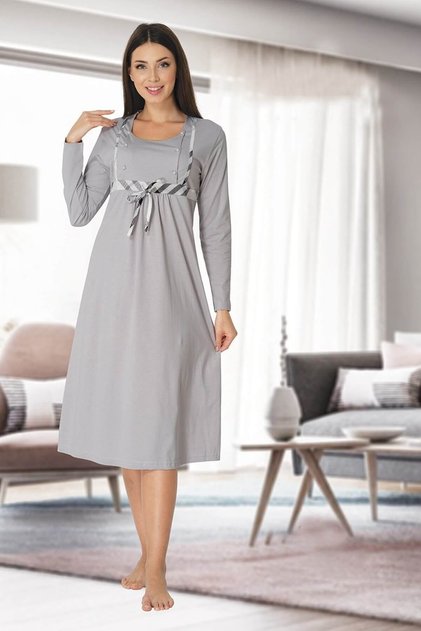 Effortt Women's Gray Pregnant Postpartum Nightgown
