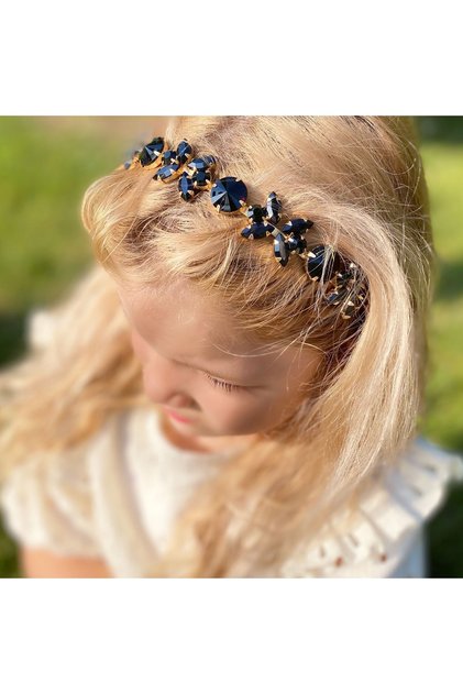 Crystal Stoned Butterfly Flower Motif Metal Luxury Crown Henna Engagement Special Day Crown Black