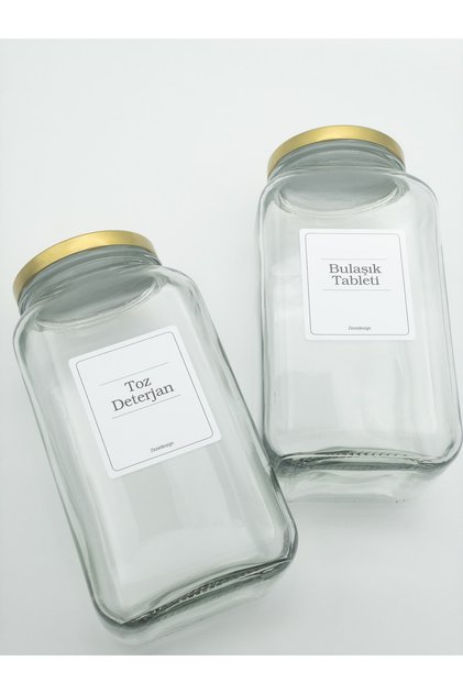 Decorative Glass Jar Gold Metal Lid 3 Liters (Powder Detergent and Dish Tablet)