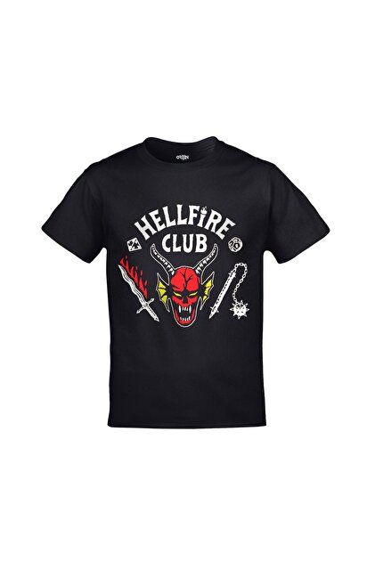 Orijin Tekstil Stranger Things Hellfire Club Baskılı Unisex Siyah