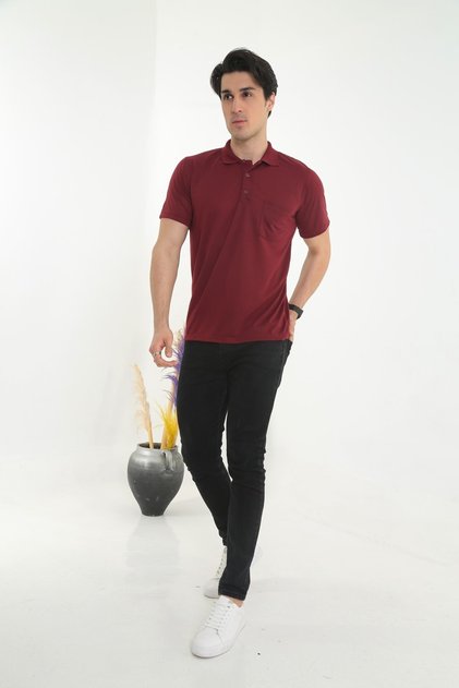 Flat Model Single Color T-shirt with Dad Collar and Pockets