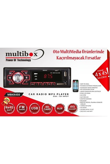 4x450 Oto Teyp Usb - Hafıza Kartı - Fm Uyumlu