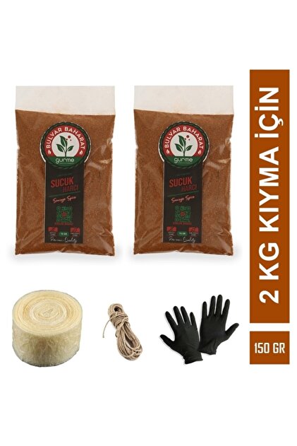 Geleneksel Sucuk Yapım Seti 2 Kg Kıyma Için (150g Sucuk Baharatı+2m Bağırsak+bağlama Ipi+eldiven)