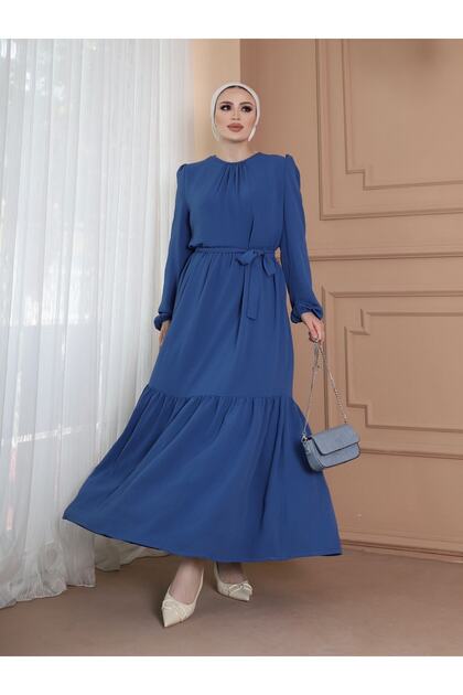 Ayrobin Belted Dress with Ruffle Detail on the Collar